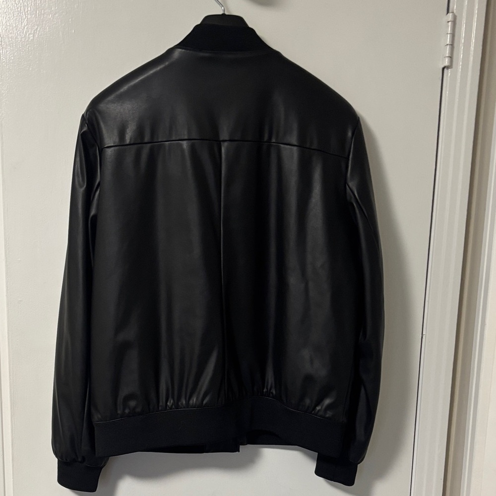 DKNY Jet Black Bomber Jacket Leather - Picture 5 of 5